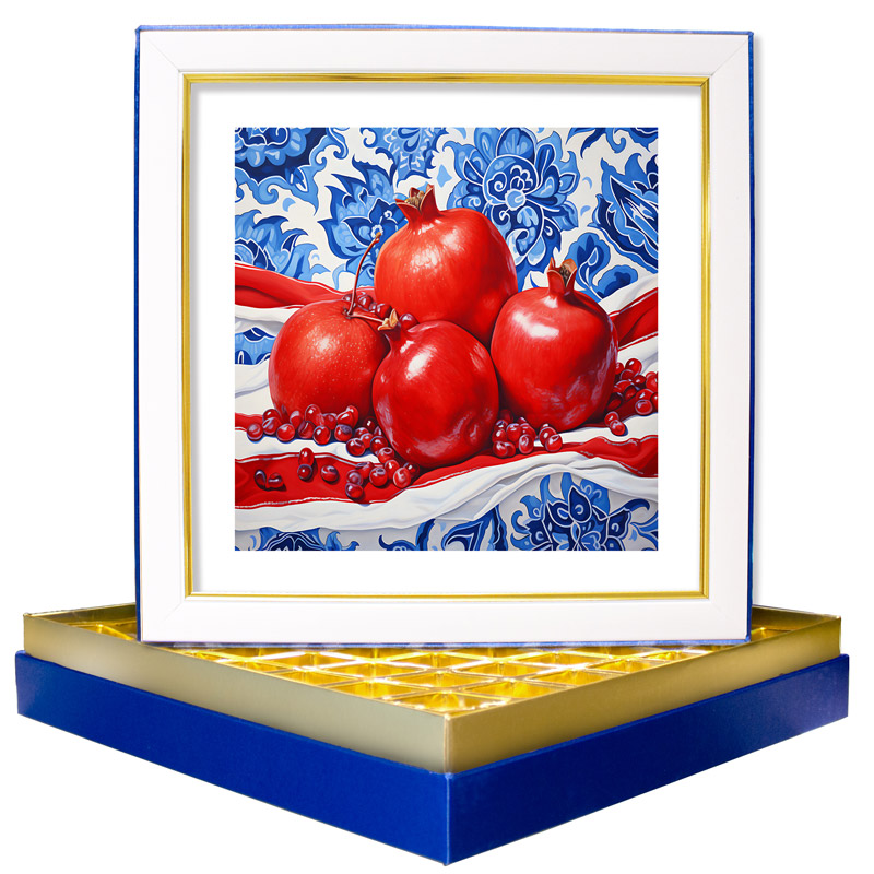 Çini Desenli Nar Modern Çerçeveli Çikolata Kutusu