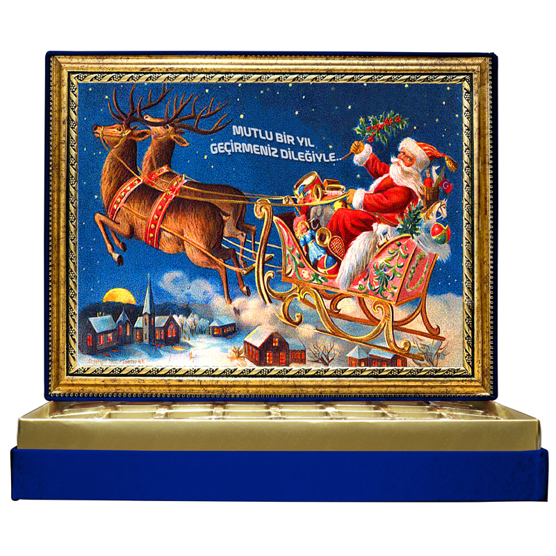 Geyikler ve Noel Baba Çikolata Kutusu