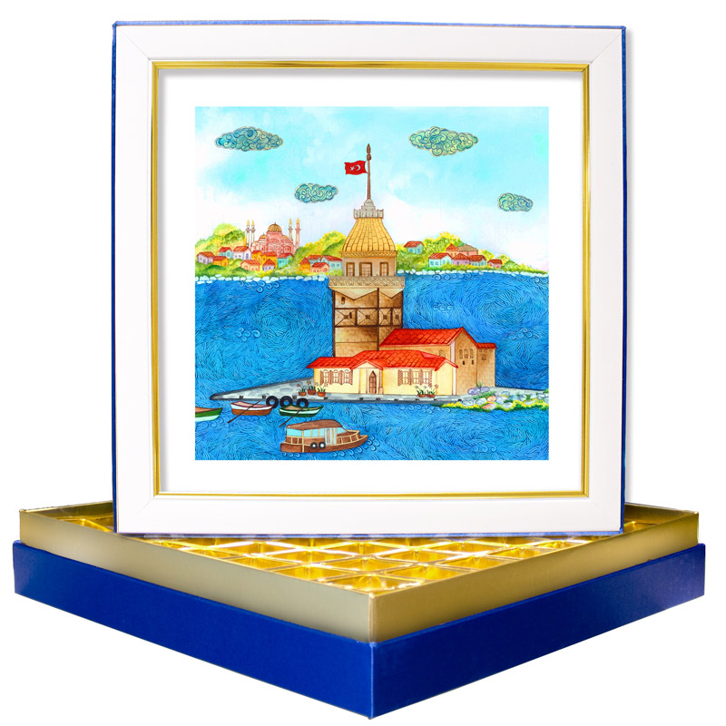 Minyatür Kız Kulesi Modern Çerçeveli Çikolata Kutusu