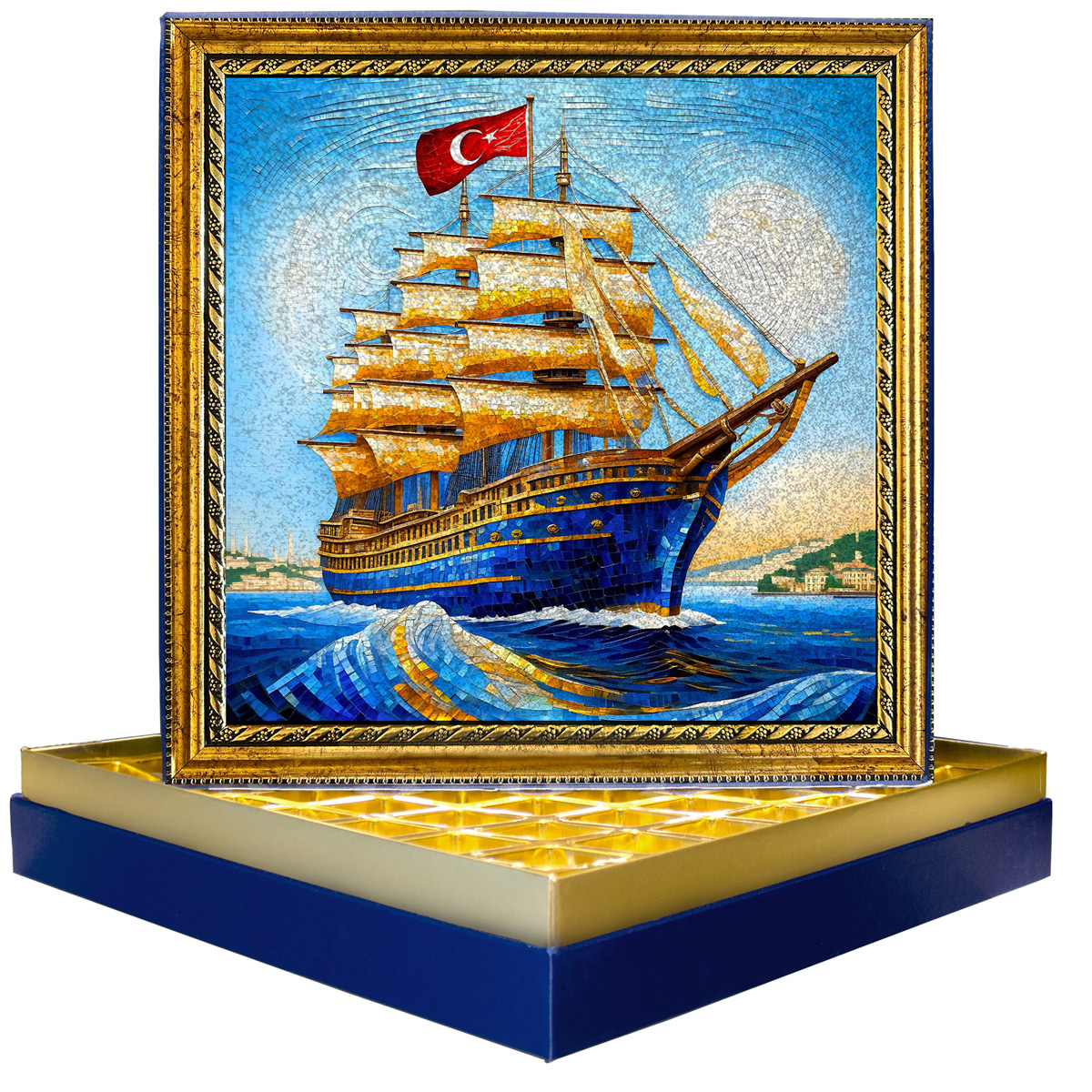 Simli Gemi Simli Çerçeveli Çikolata Kutusu