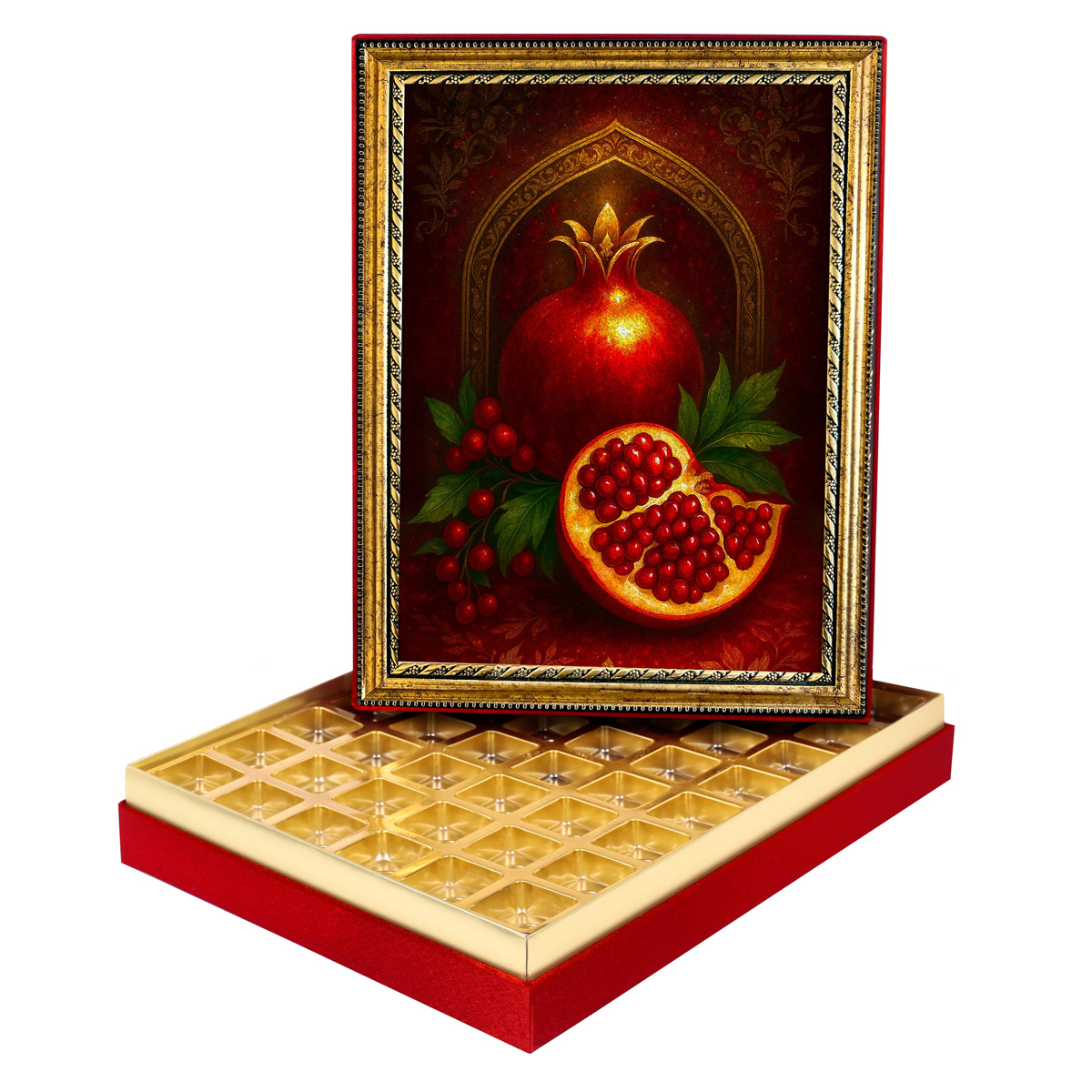 Simli Nar Bereketi Simli Çerçeveli Çikolata Kutusu