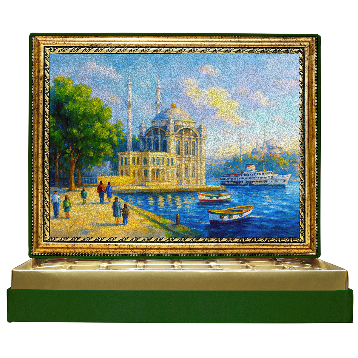 Simli Ortaköy Camii Simli Çerçeveli Çikolata Kutusu