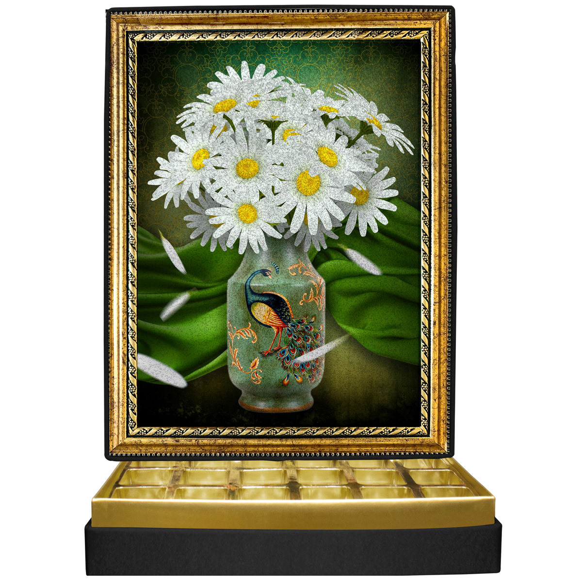 Simli Papatya Simli Çerçeveli Çikolata Kutusu