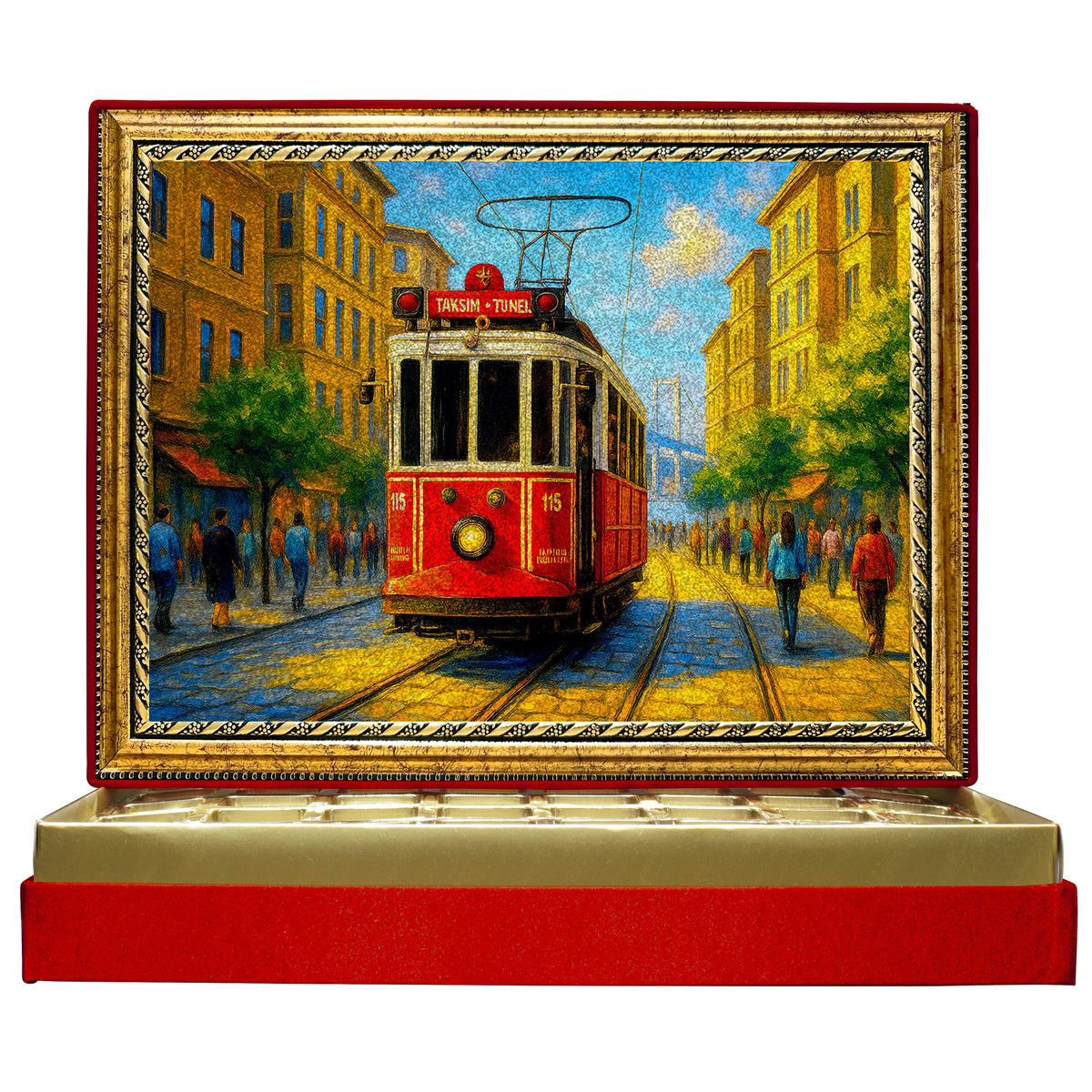 Simli Taksim Ve Tramvay Simli Çerçeveli Çikolata Kutusu